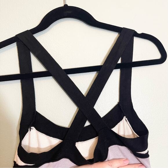 2B Bebe Womens Striped Square Neck Sleeveless Cross Back Dress Black White Large - Picture 7 of 13